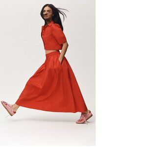 anthropologie Maeve Pull-On Circle Skirt new nwt size L red color